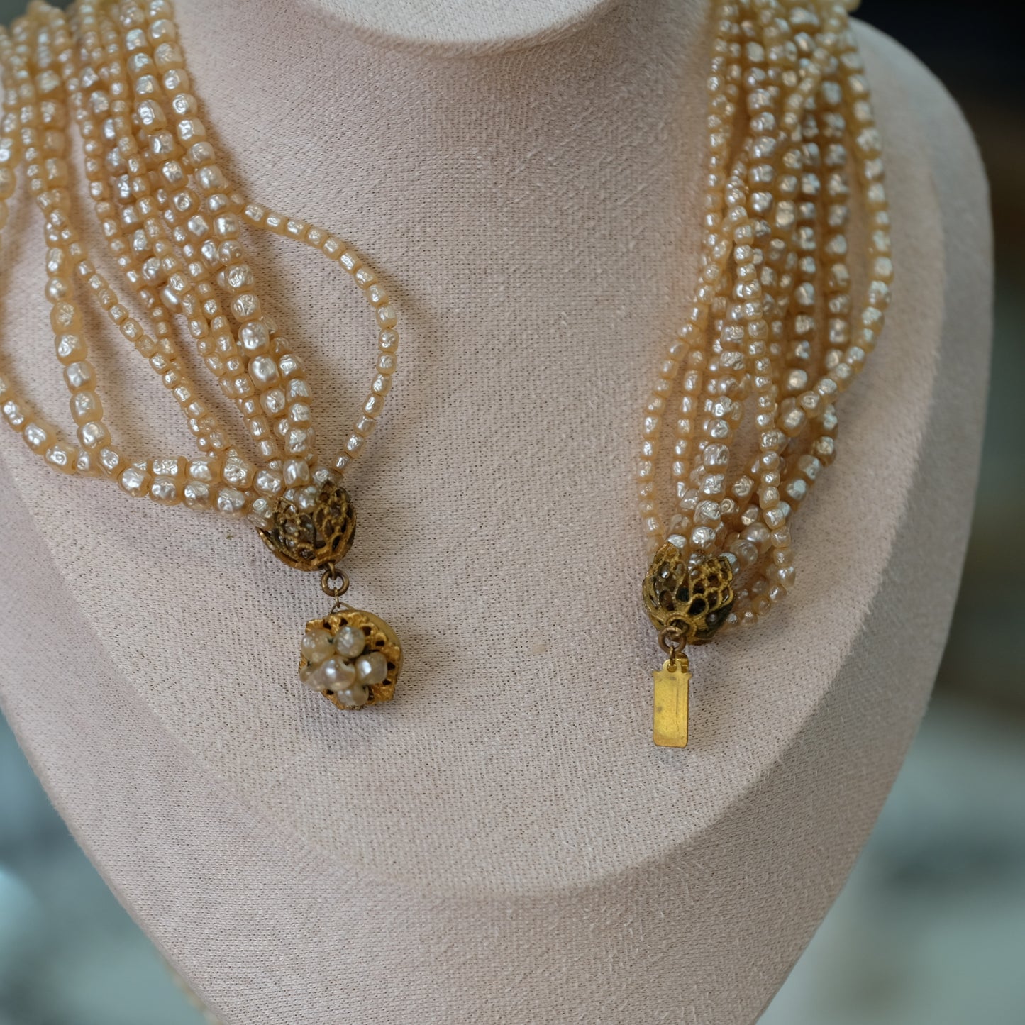 Rare Miriam Haskell 10 Strand Freshwater Pearl necklace