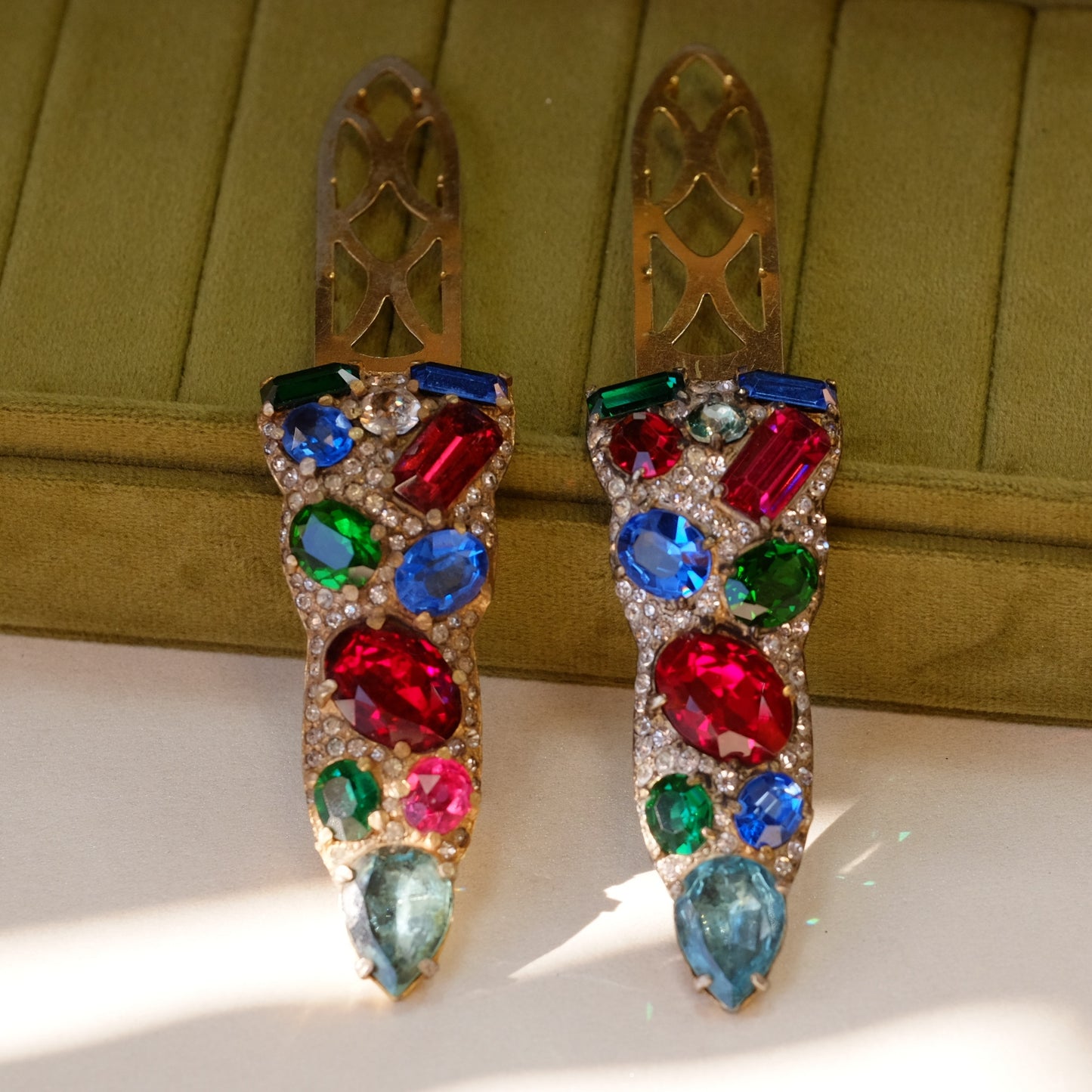 Eisenberg Pair Dress Clip Gem Color 1940s