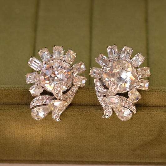Eisenberg Ice Clear Round Earrings 1950s