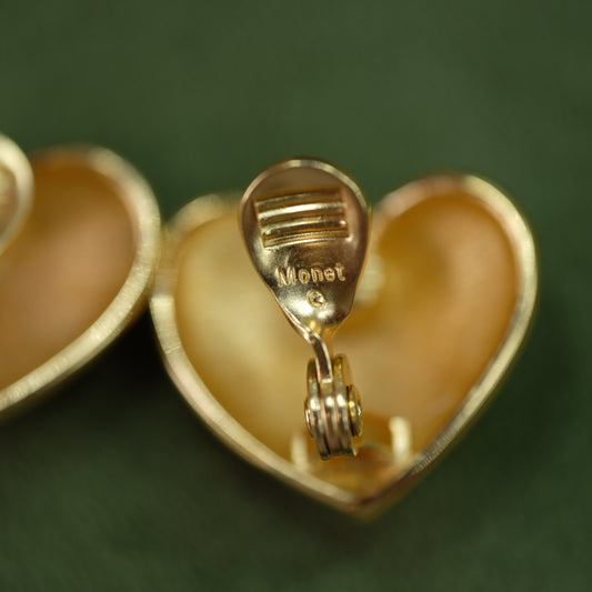 Vintage Monet Heart Earrings 1970s