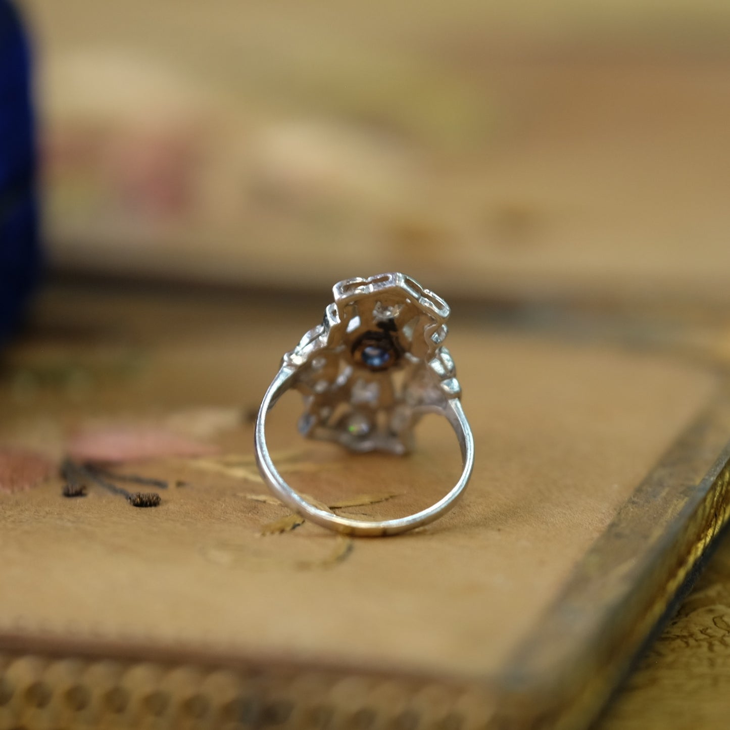 14K Art Deco Sapphire Diamond Ring