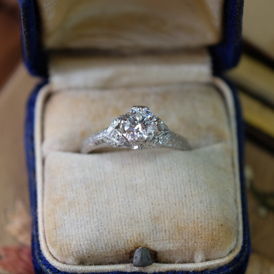 Antique Platinum 0.8 ct Diamond Ring