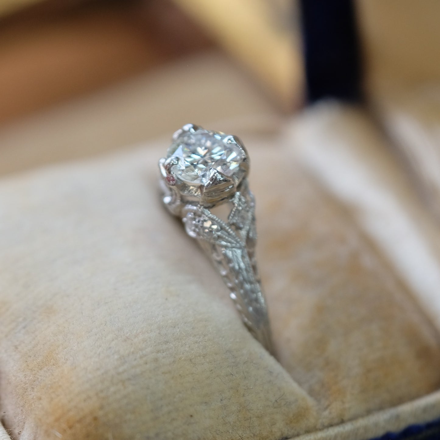 Antique Platinum 0.8 ct Diamond Ring