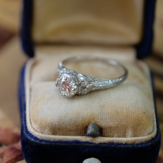 Antique Platinum 0.8 ct Diamond Ring