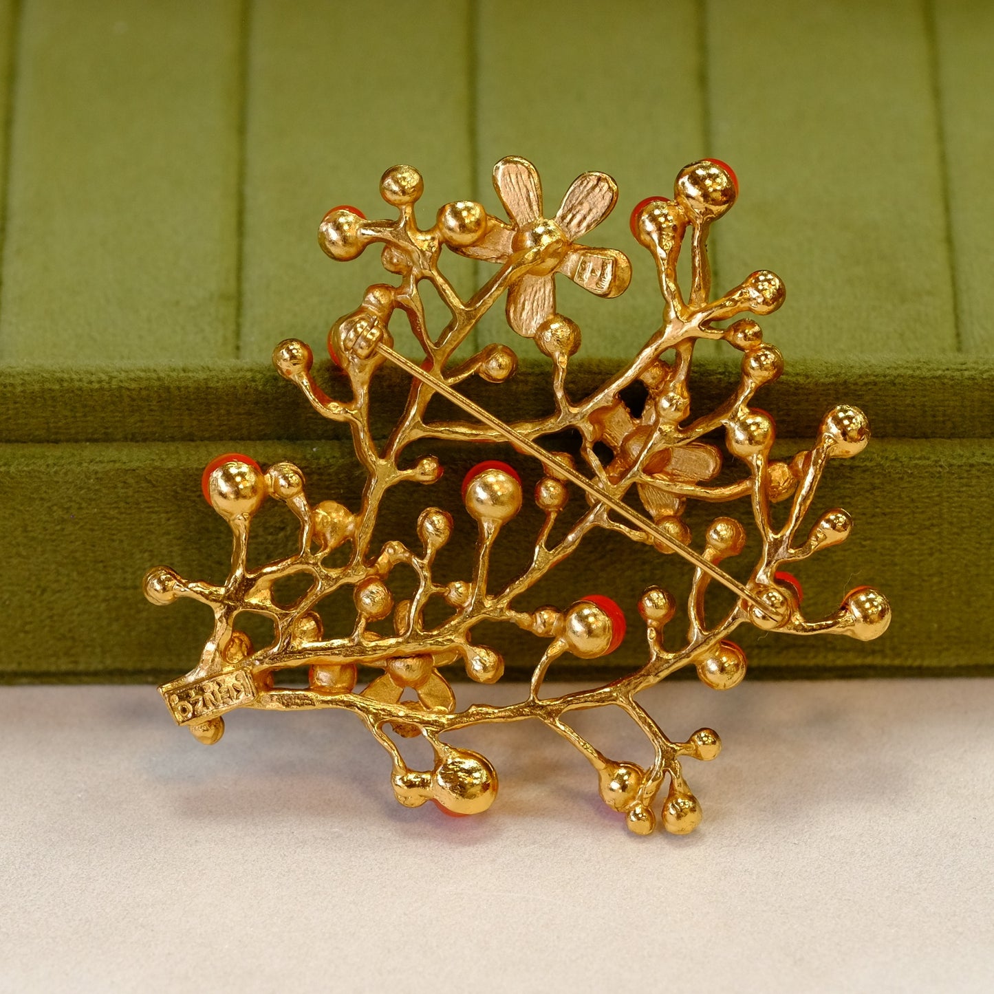 Vintage Kenzo Paris Flower Motifs Brooch 1990s