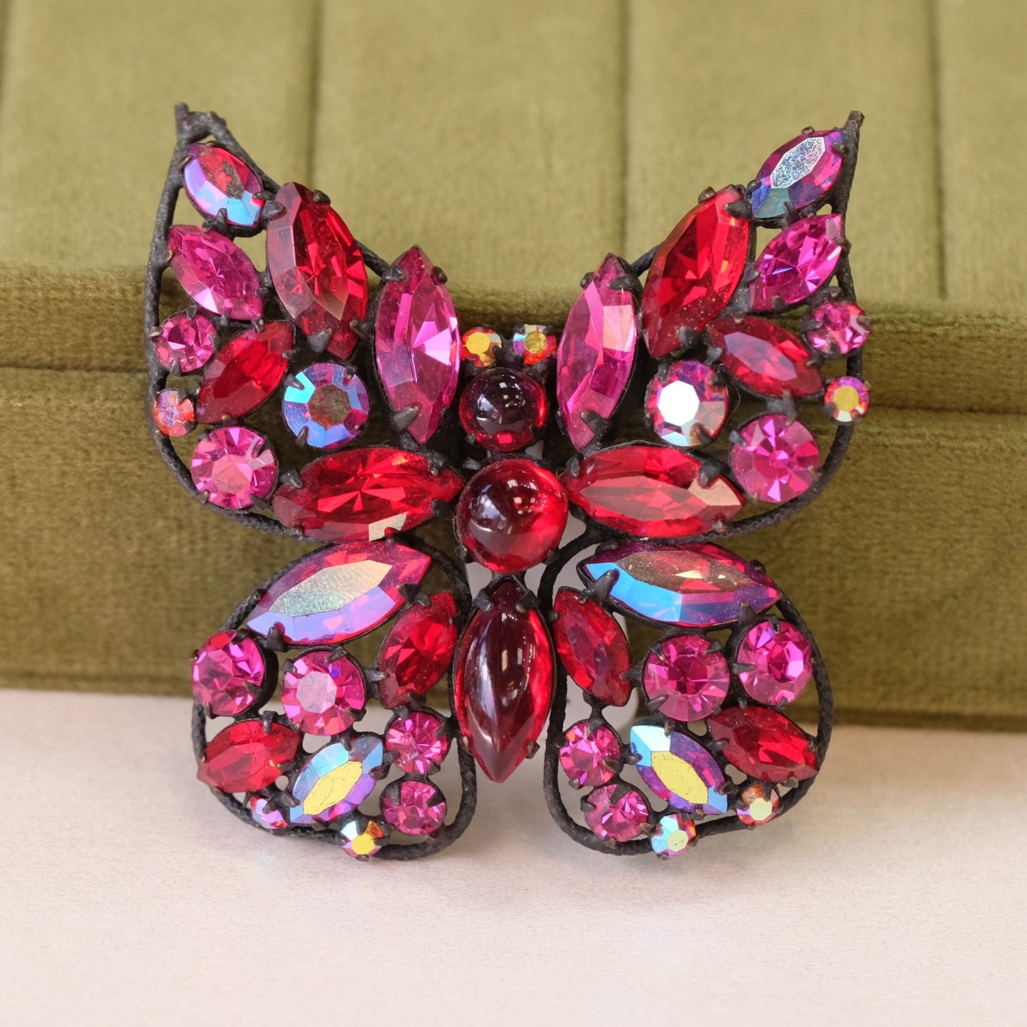 Regency Magenta Butterfly Brooch Book Piece 1950s