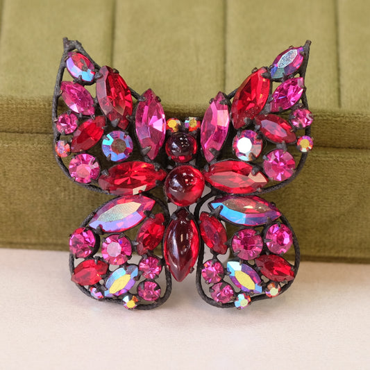 Regency Magenta Butterfly Brooch Book Piece 1950s