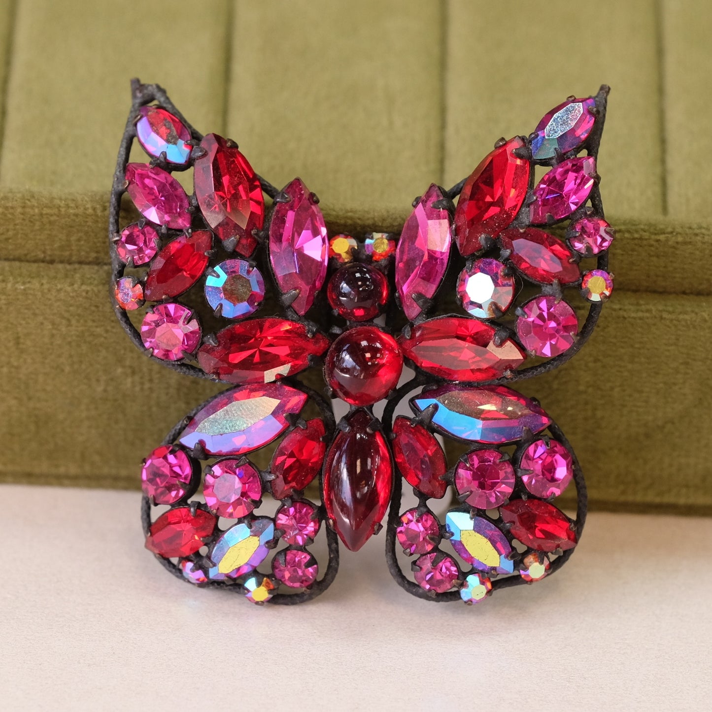 Regency Magenta Butterfly Brooch Book Piece 1950s