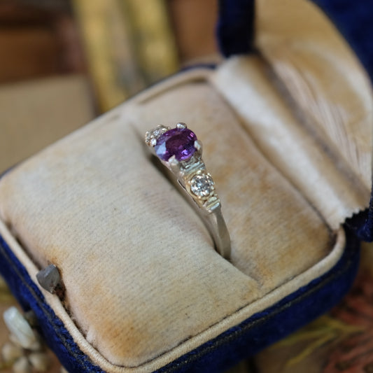 Platinum Purple Sapphire Diamond Ring