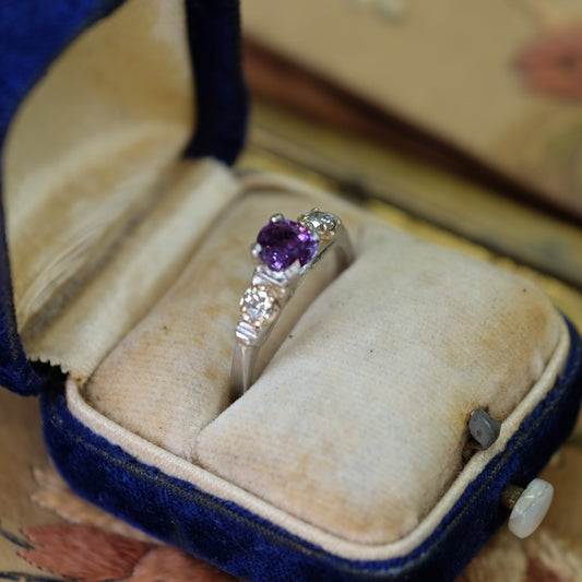 Platinum Purple Sapphire Diamond Ring
