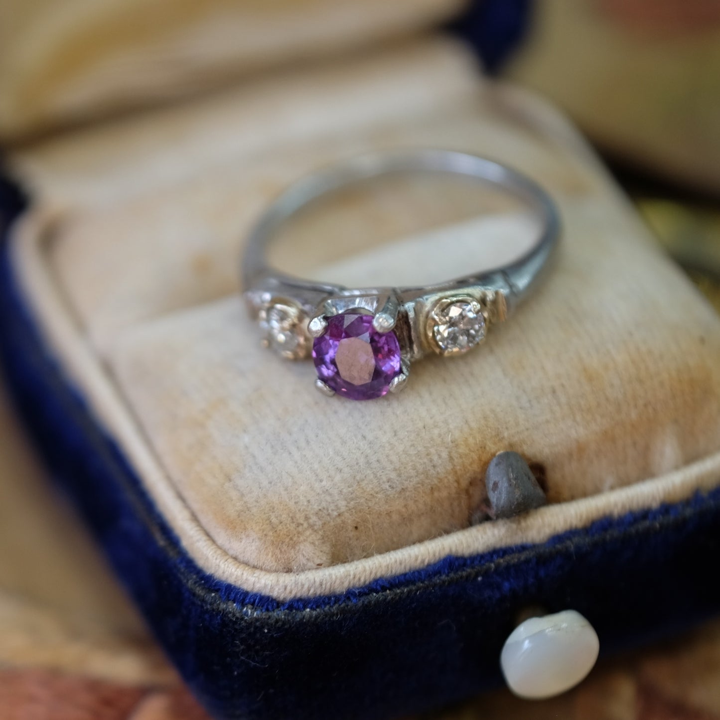 Platinum Purple Sapphire Diamond Ring