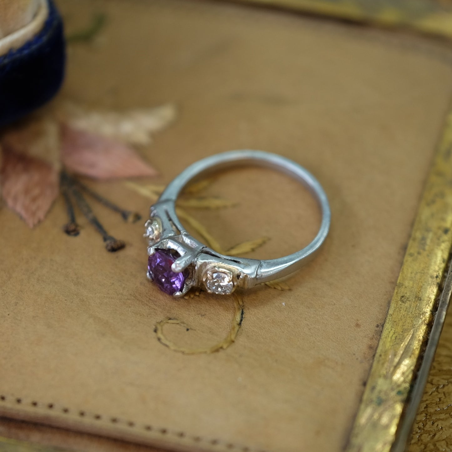 Platinum Purple Sapphire Diamond Ring