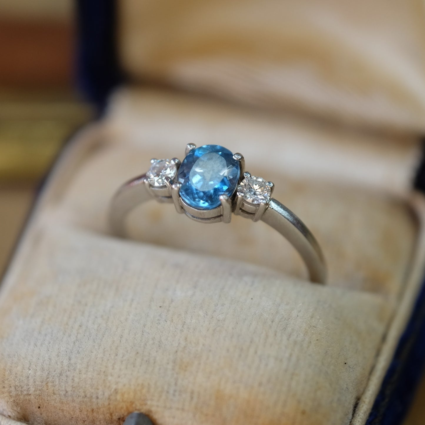 18K White Gold Aquamarine and Diamond Ring