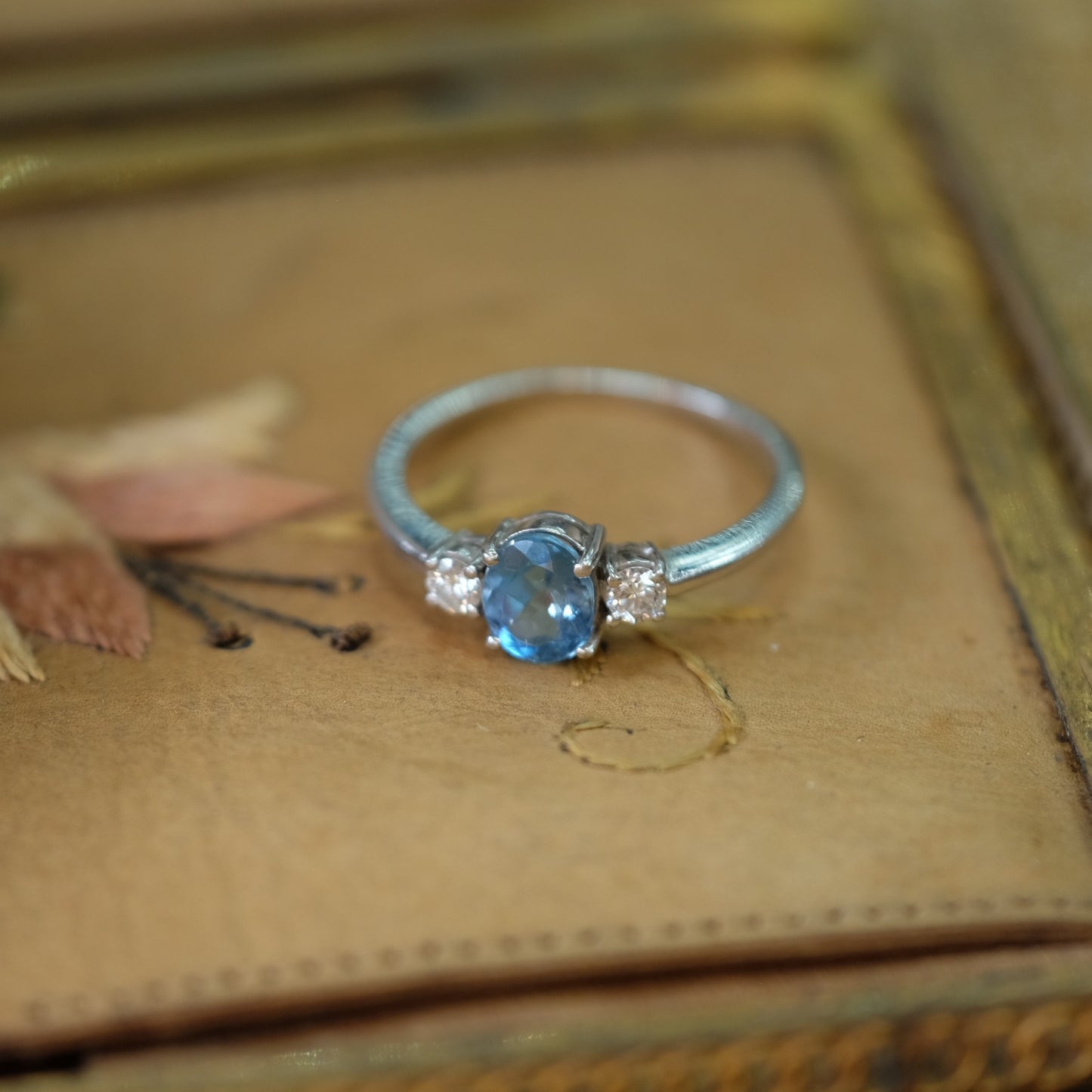 18K White Gold Aquamarine and Diamond Ring
