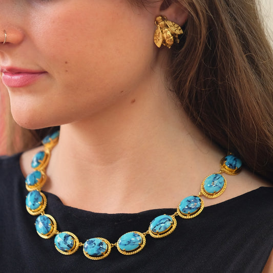 Christian Dior Blue Faux Turquoise Necklace 1960s