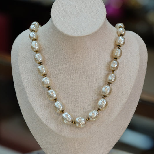 Miriam Haskell Graduated Pearls Faux Baroque Necklace 1950s