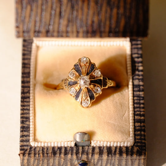 Victorian 14k Gold Rose Cut Diamond Ring