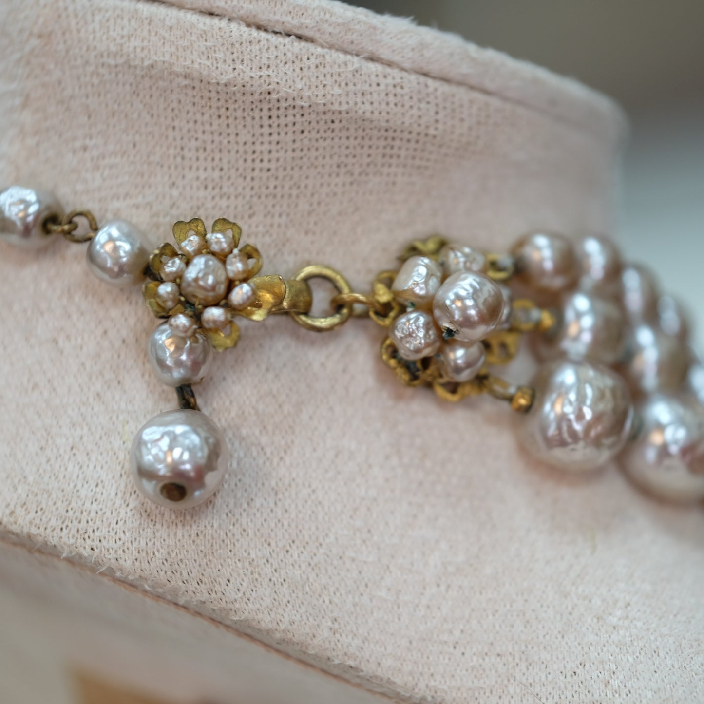 Vintage Miriam Haskell 3 strand Necklace 1950s