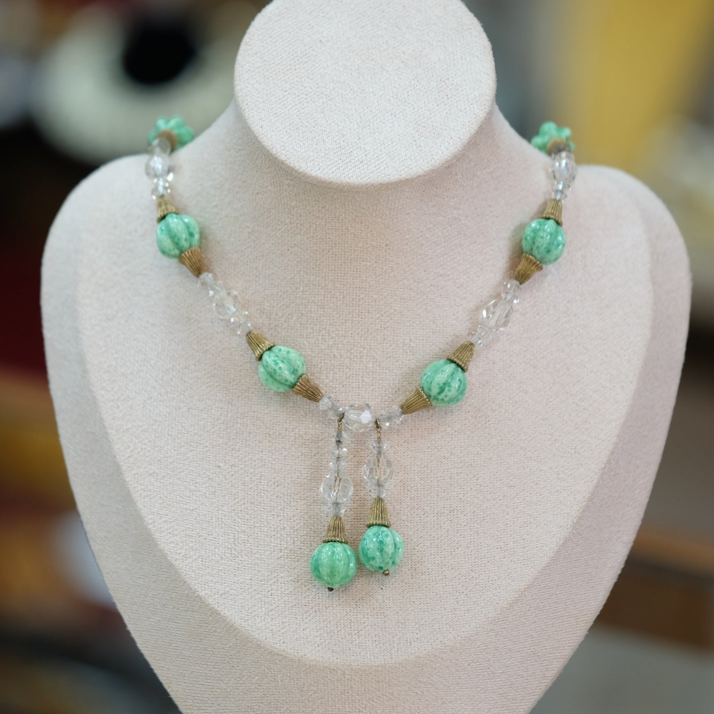 Antique Czech Glass Drop Necklace 1930s
