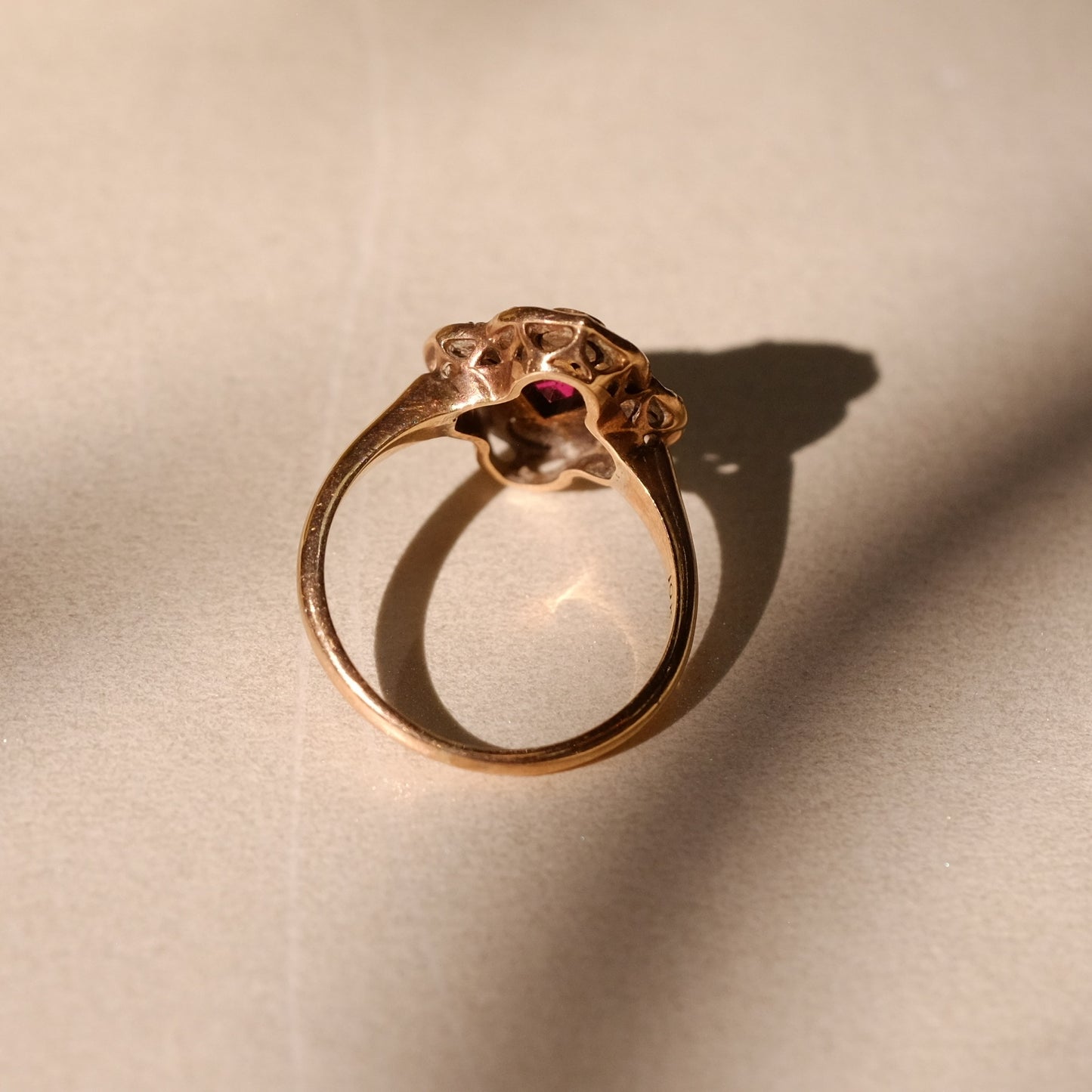 Victorian 10k Gold Seed Pearls and Ruby Ring