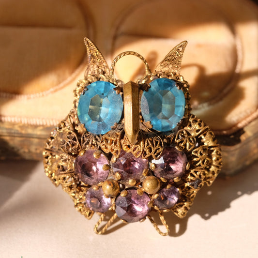 Vintage Czech Owl Brooch and Pendant 1940s