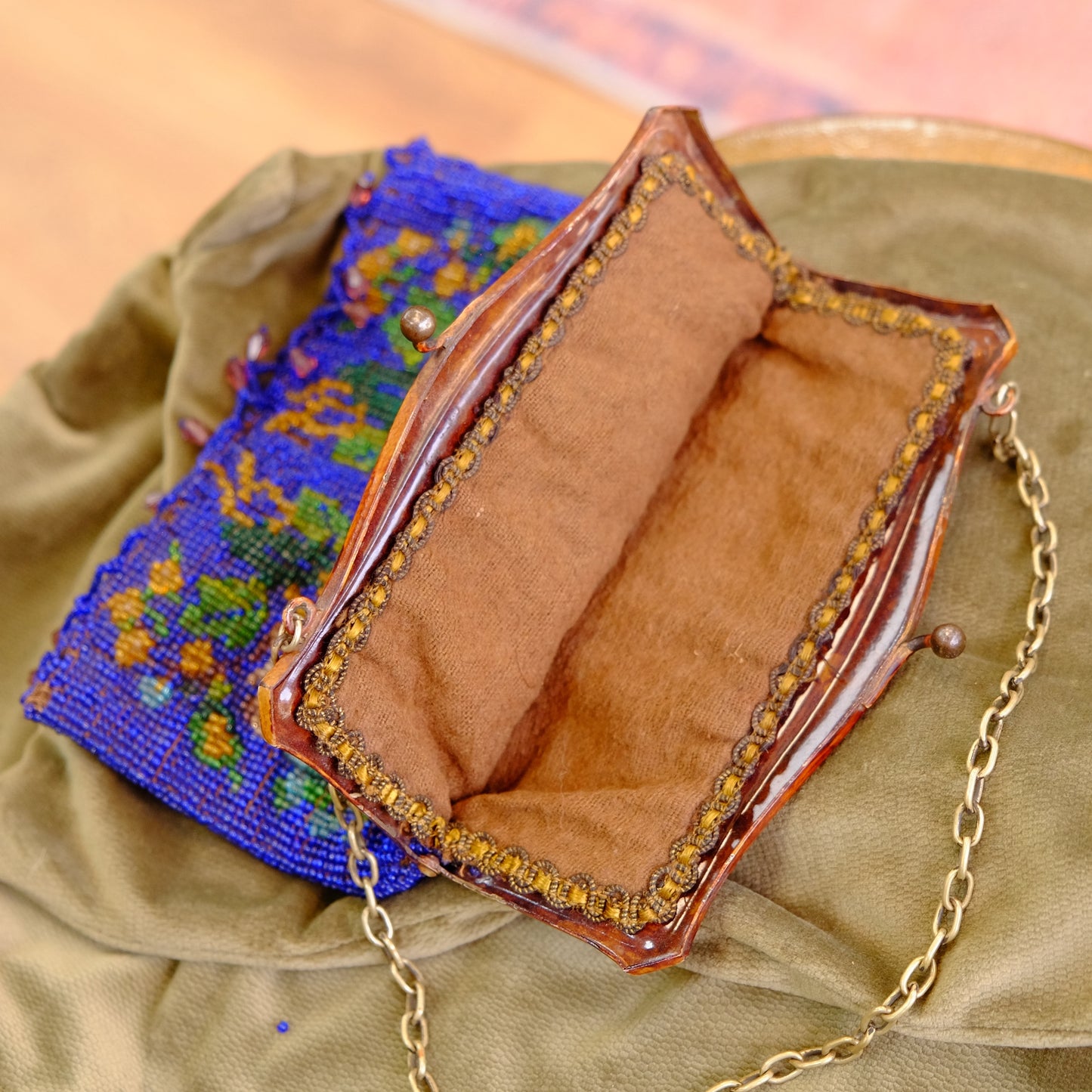 Victorian Cobalt Floral Beaded Purse