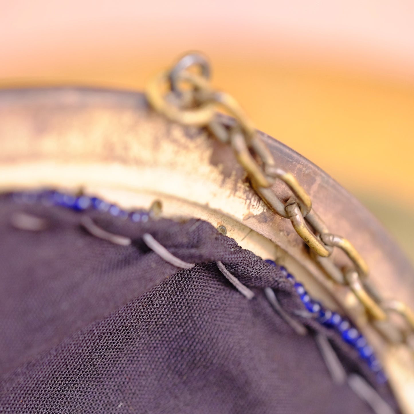 Victorian Beaded Bag with Silver Frame
