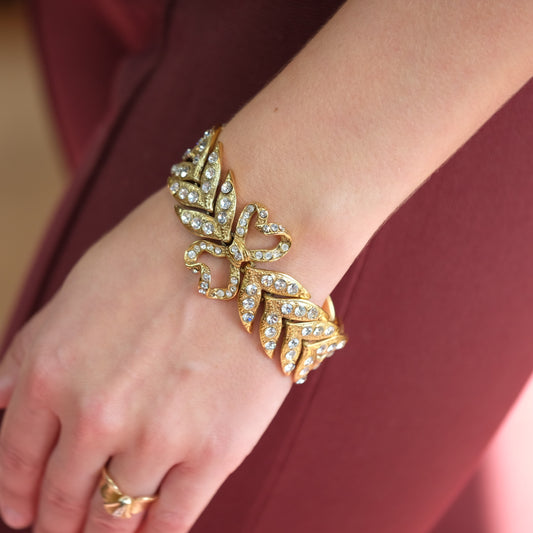 Vintage Yves Saint Laurent Rhinestones Bow Bracelet 1980s