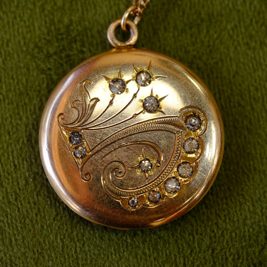 Ornate Gold Filled and Paste Locket