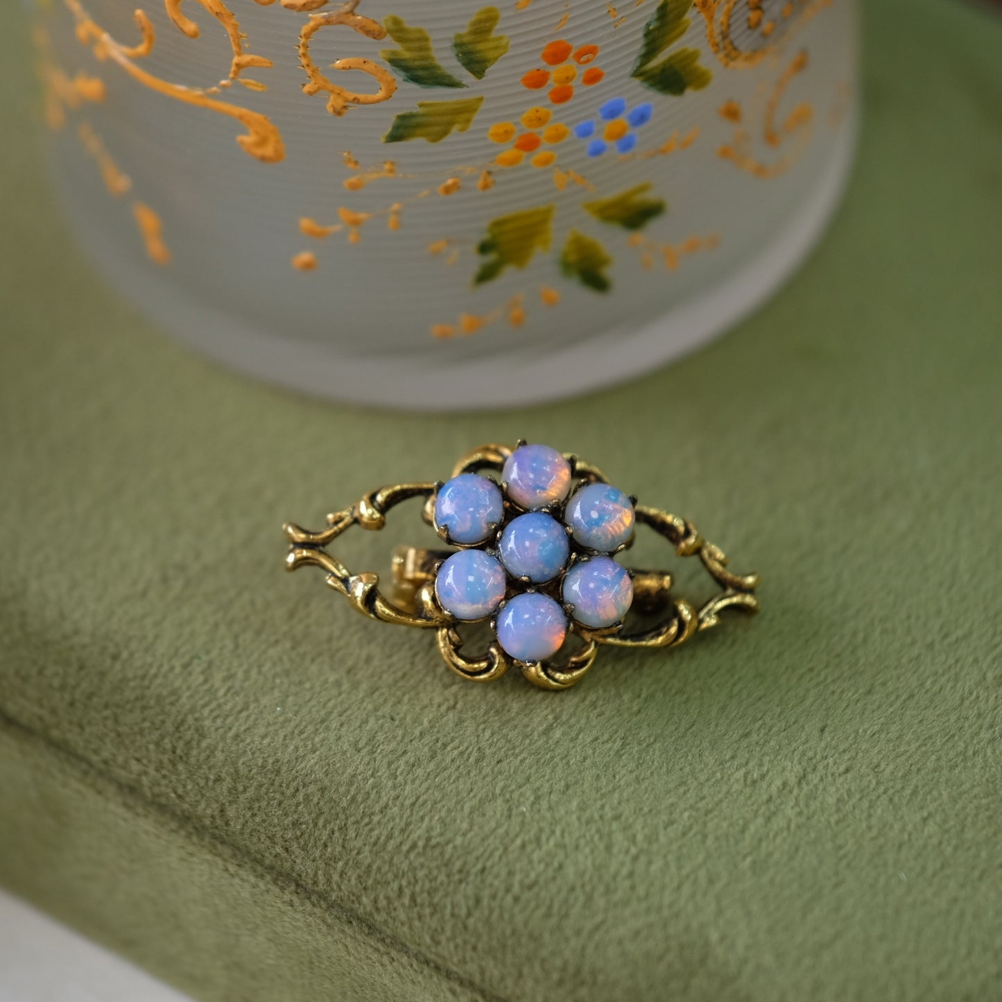 Tiny Revival Faux Opal Brooch 1970s