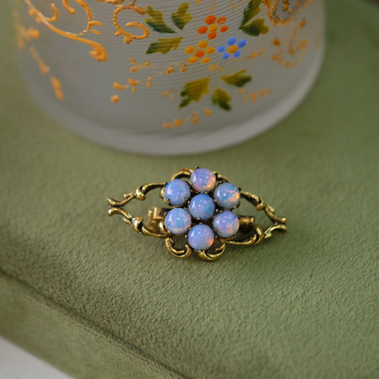 Tiny Revival Faux Opal Brooch 1970s