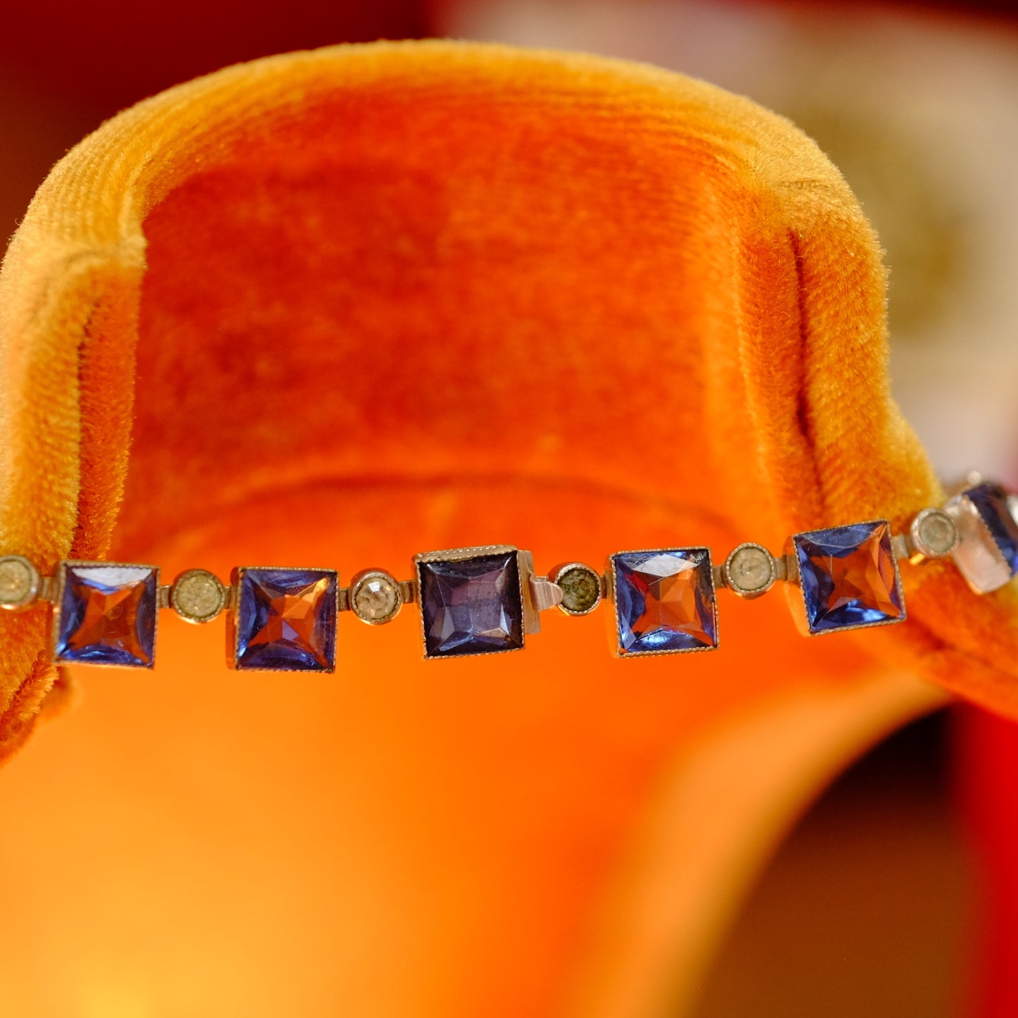 Antique Czech Blue Paste Necklace 1920s