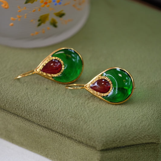 Francoise Montague Green Glass Drop Earrings