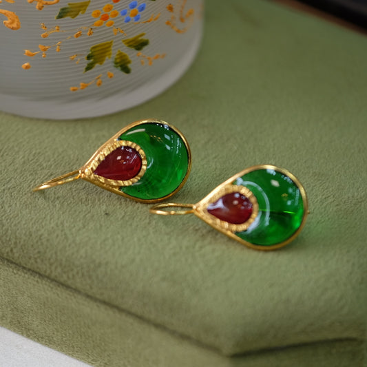 Francoise Montague Green Glass Drop Earrings