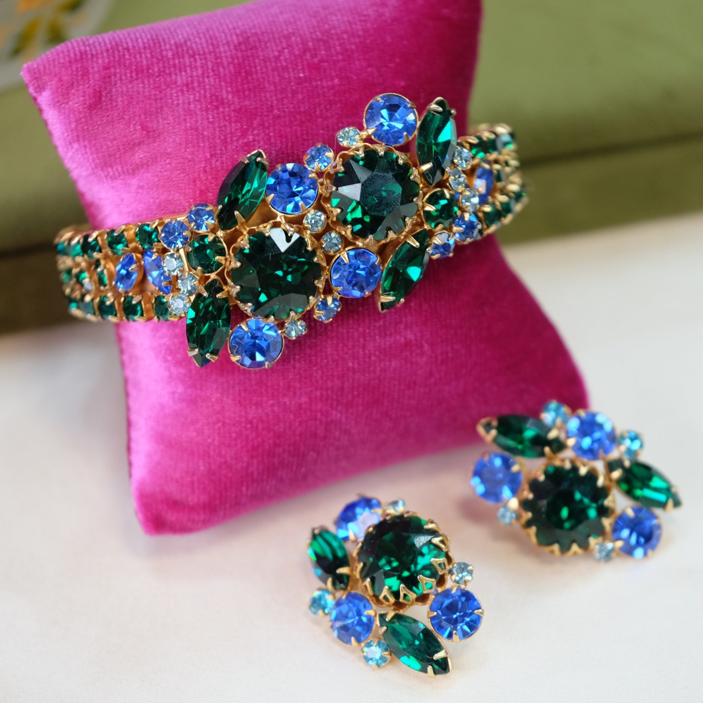 Vintage Selro Bright Green Blue Set 1950s