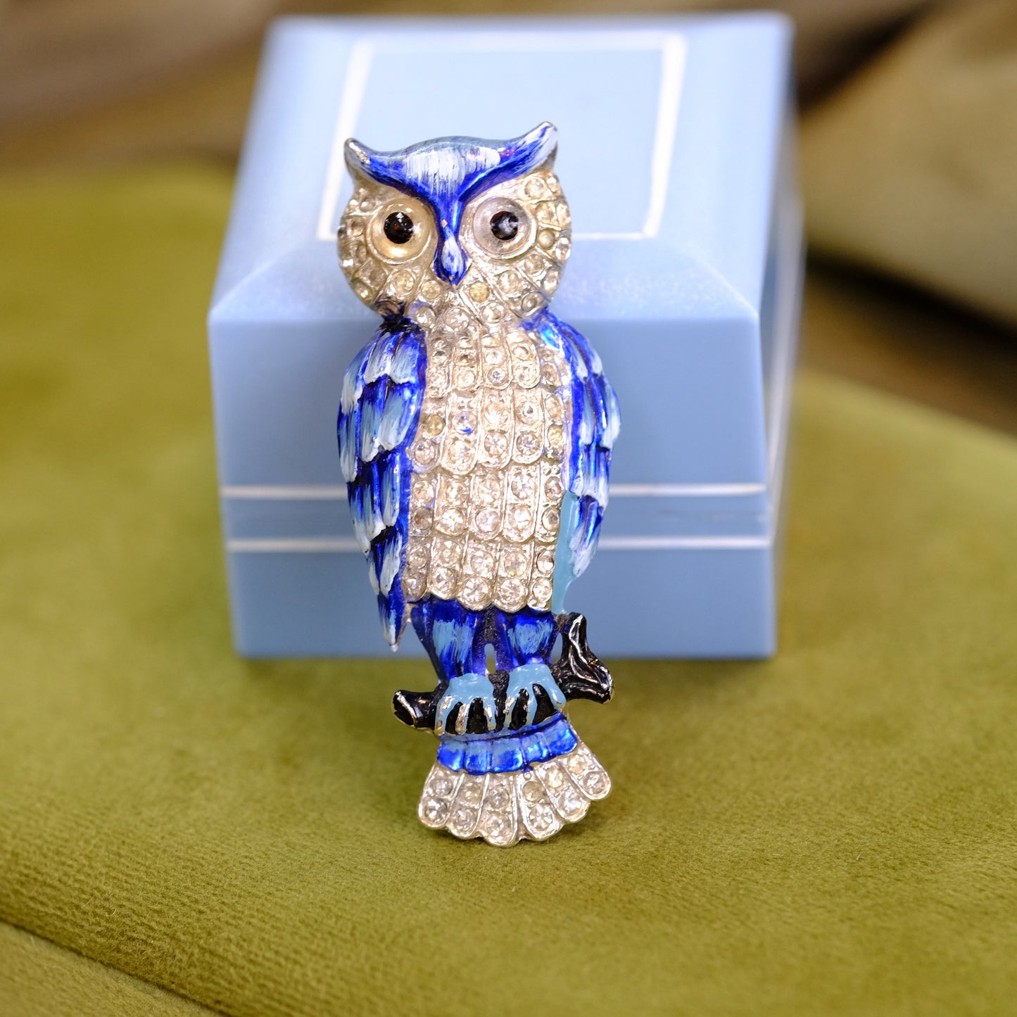 Enamel Owl Fur Clip by Coro 1940s