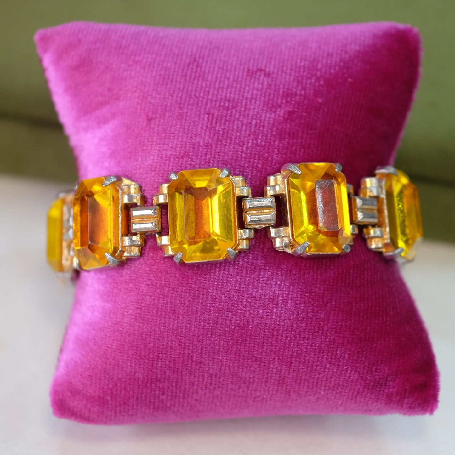 Vintage Retro Faux Citrine Bracelet 1930s
