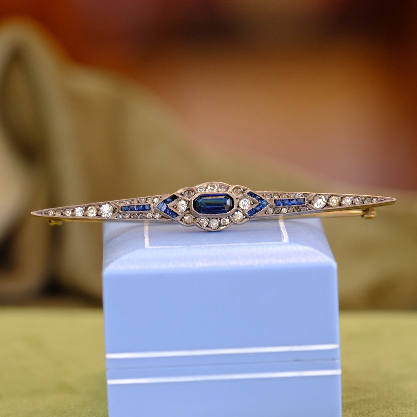 Art Deco Paste Sapphire Bar Pin