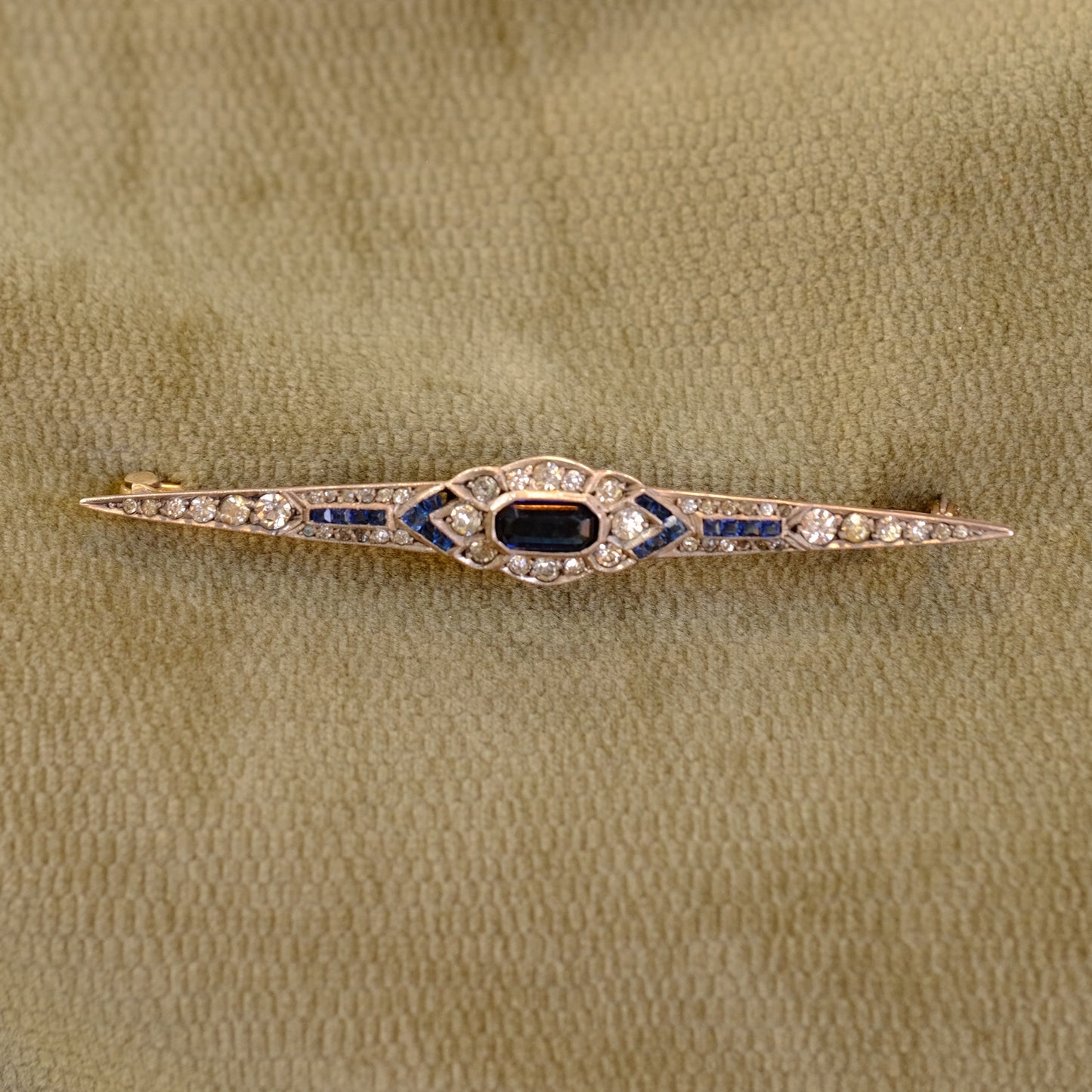 Art Deco Paste Sapphire Bar Pin