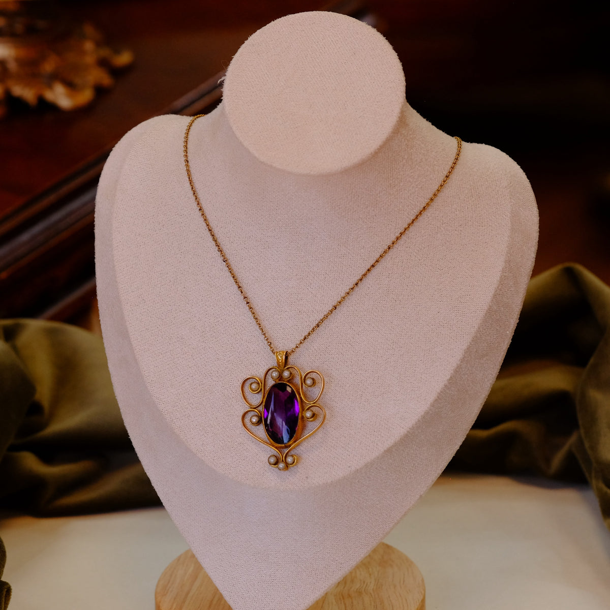 Art Nouveau Ornate Purple Necklace