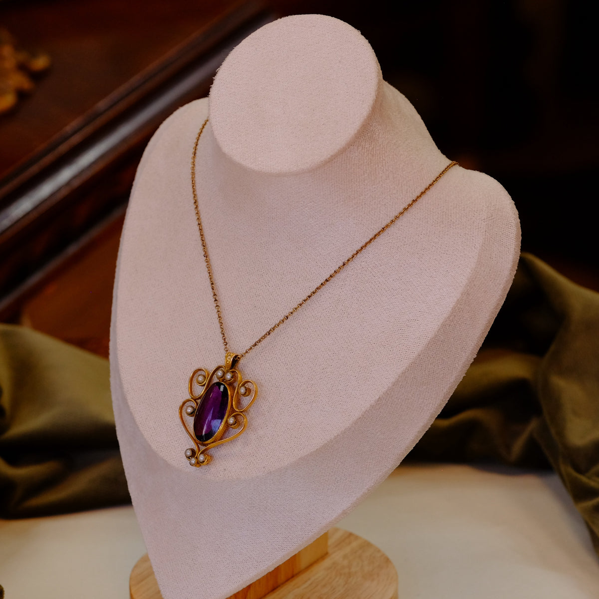 Art Nouveau Ornate Purple Necklace