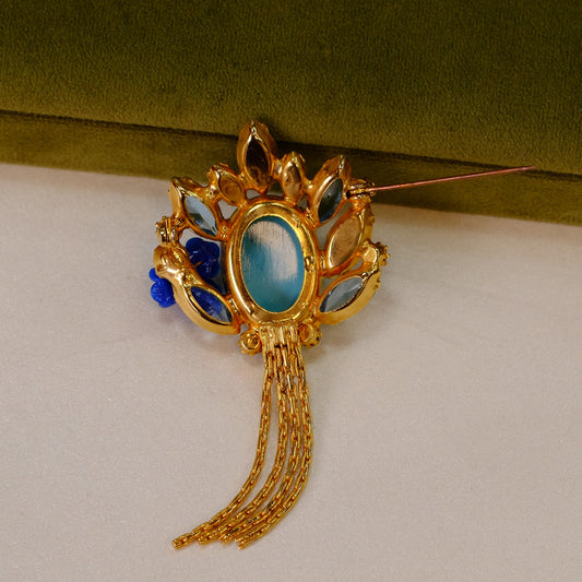 Vintage Blue Tassel Brooch 1960s