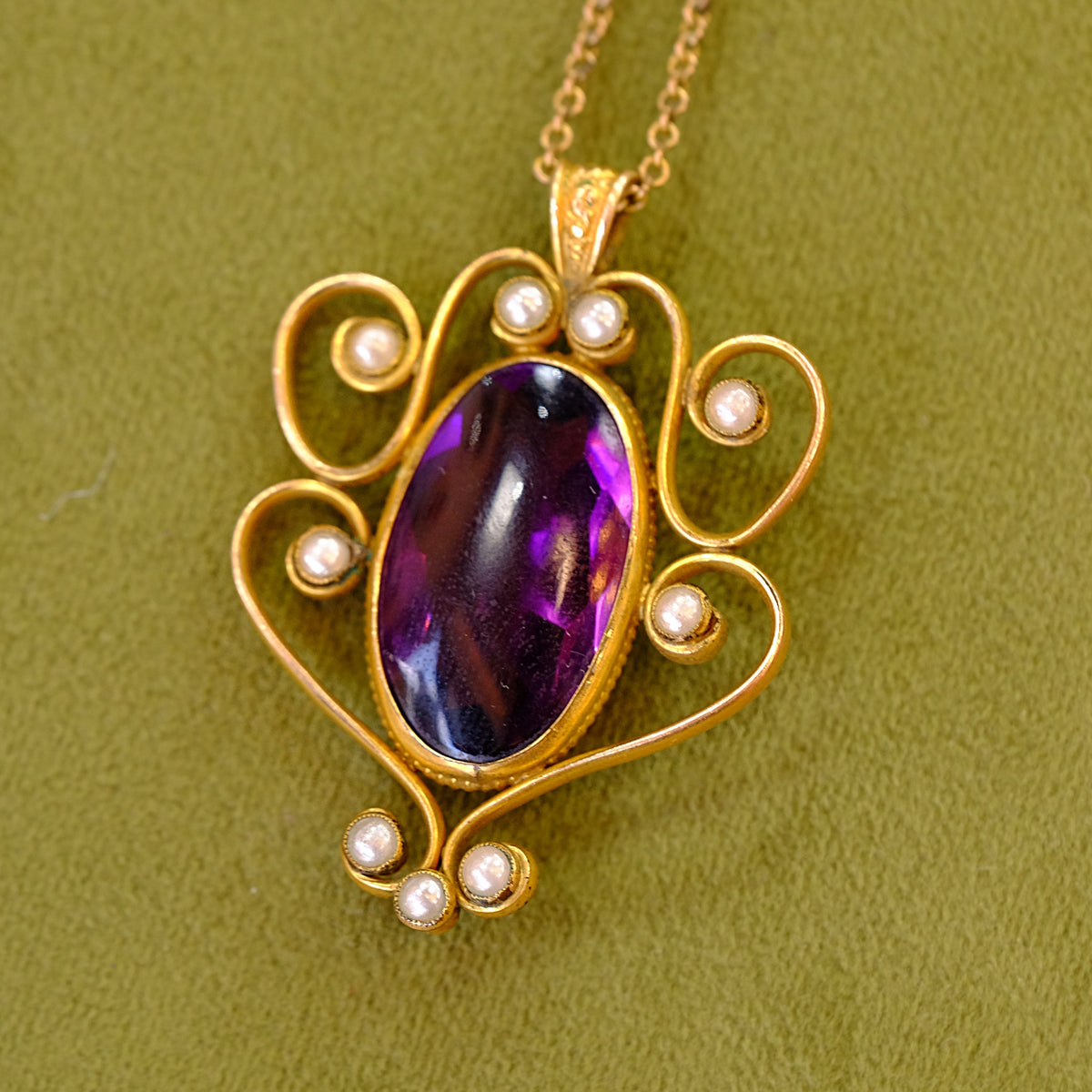 Art Nouveau Ornate Purple Necklace