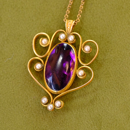Art Nouveau Ornate Purple Necklace