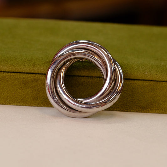 Vintage Silver Tone Circle Brooch 1970s