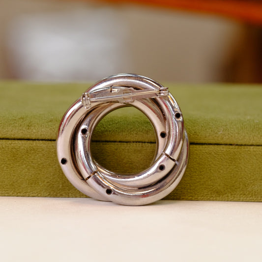 Vintage Silver Tone Circle Brooch 1970s