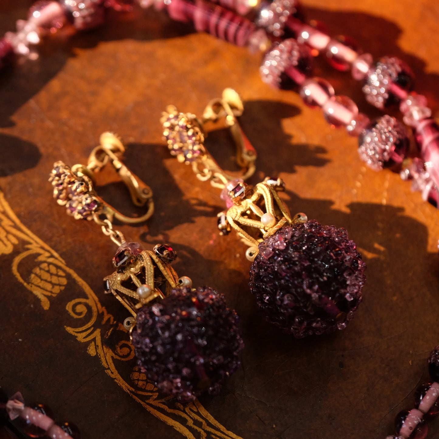 Vintage Miriam Haskell Purple Glass Set 1960s