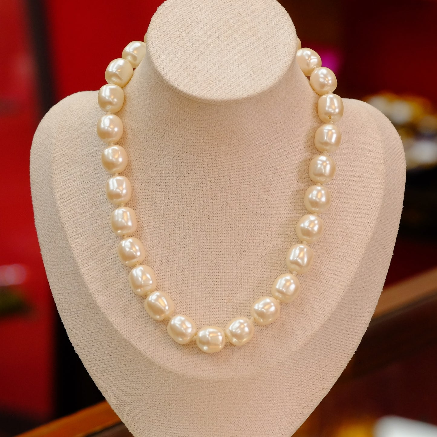 Vintage Monet Single Row Faux Pearl Necklace 1980s