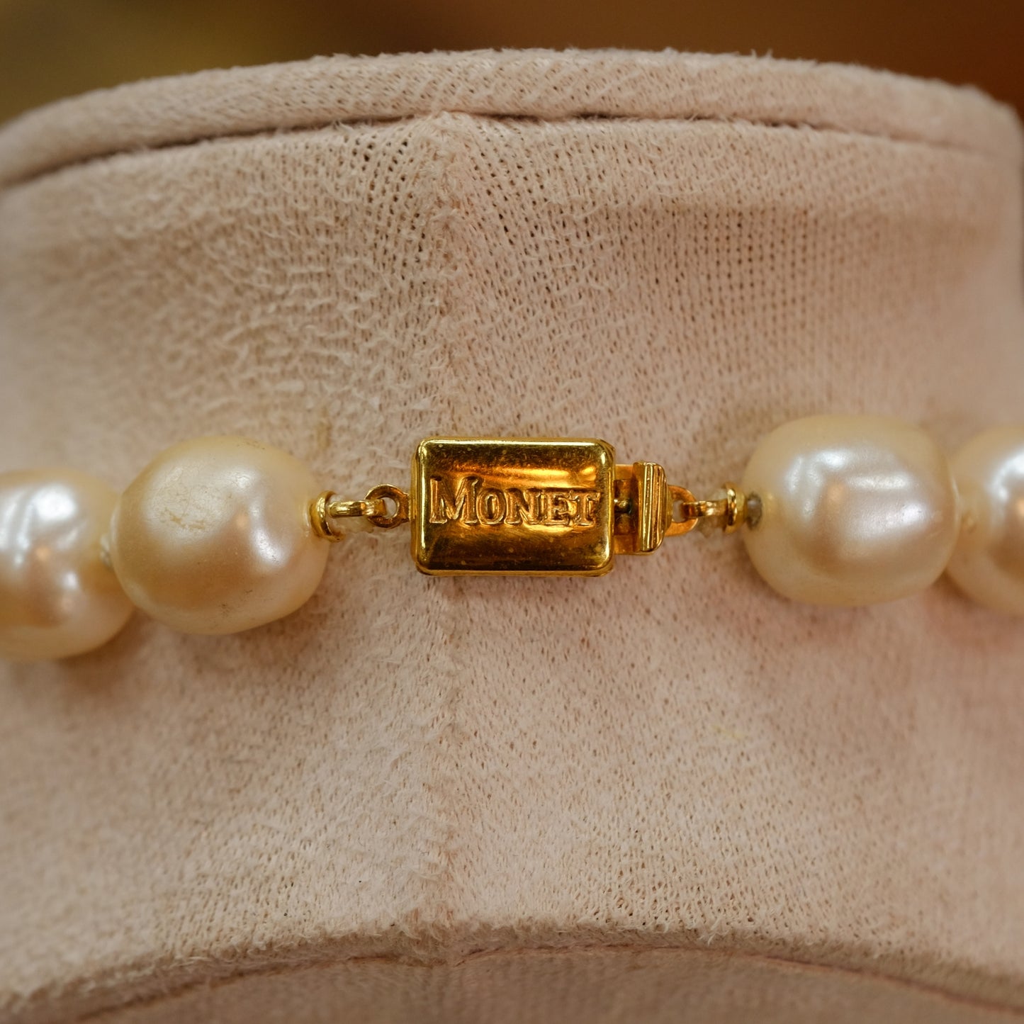 Vintage Monet Single Row Faux Pearl Necklace 1980s
