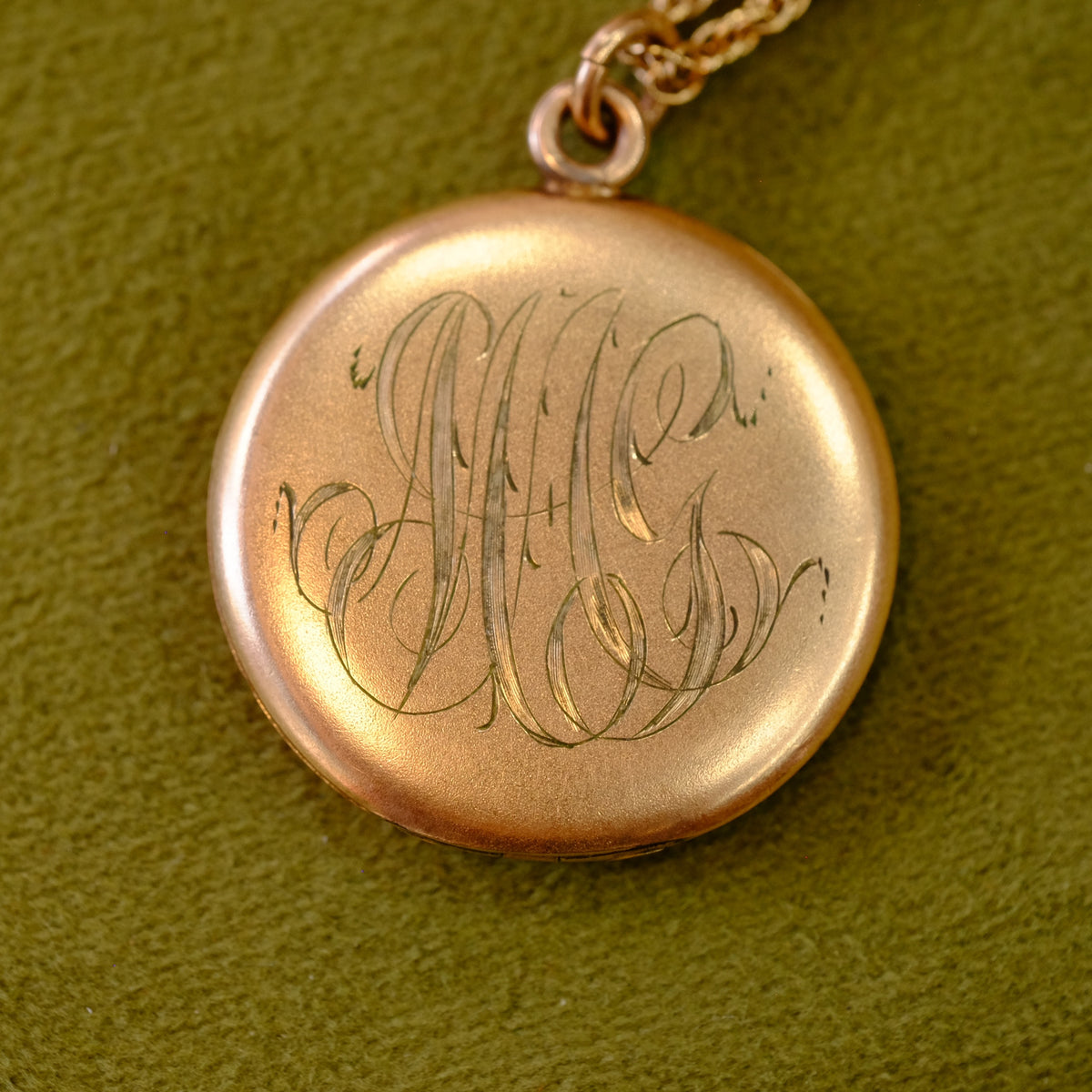 Gold Filled Paste Crescent Moon Locket